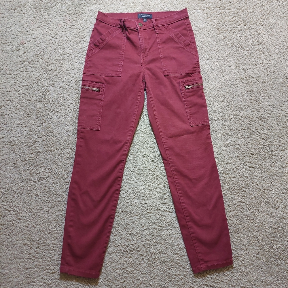 Women’s Banana Republic high rise skinny side zip pocket black jeans pants 26/2